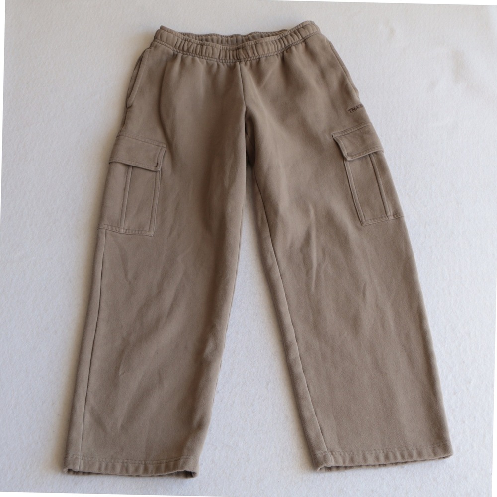 TNA Sweatfleece Cozy Fleece Mega Fit Cargo Sweatpants Taupe Brown Small 91985